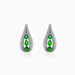 Silver earrings with green quartz
