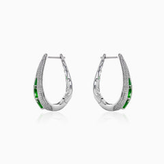 Silver earrings with green quartz