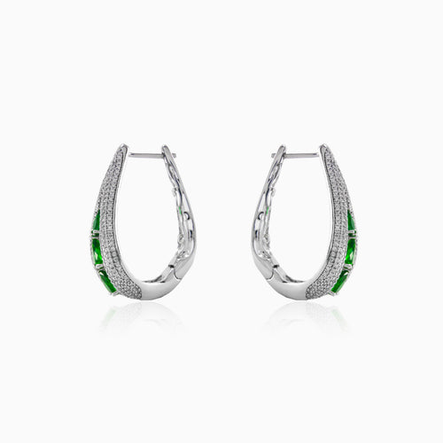 Silver earrings with green quartz
