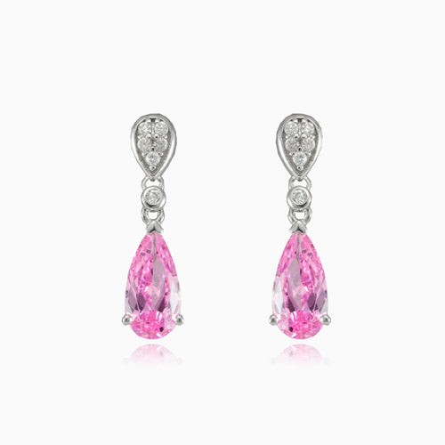 Pendientes colgantes de cuarzo rosa