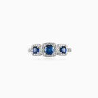 Three cushion sapphires ring