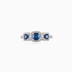 Three cushion sapphires ring