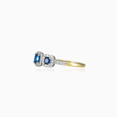 Three cushion sapphires ring