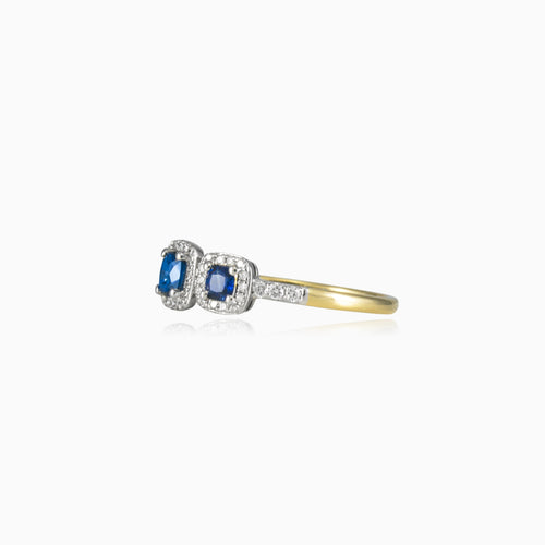 Three cushion sapphires ring
