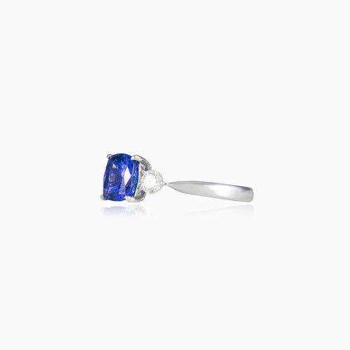Cushion cut tanzanite ring