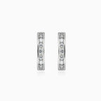 Channel-set white gold earrings