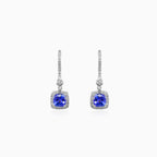 Boucles d’oreilles pendantes coussin en tanzanite