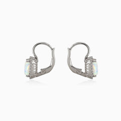 Pendientes de ópalo blanco en forma rectangular