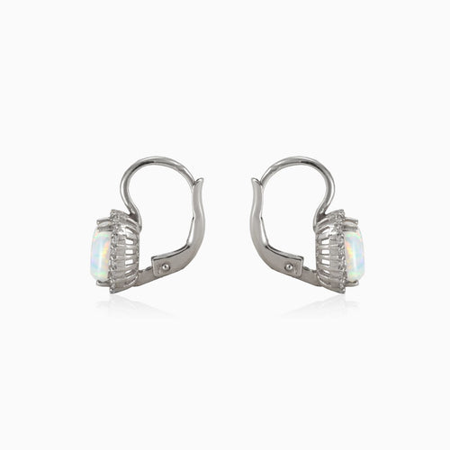 Pendientes de ópalo blanco en forma rectangular