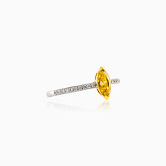 Marquise-Schliff gelber Diamant Verlobungsring