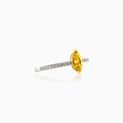 Marquise-Schliff gelber Diamant Verlobungsring
