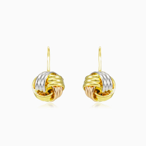 Geknotete dreifarbige Gold-Ohrringe