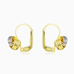 Knotted drop three gold earrings