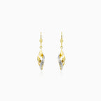 Dangling spiral two-tone gold earrings