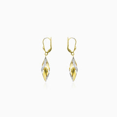 Dangling spiral two-tone gold earrings