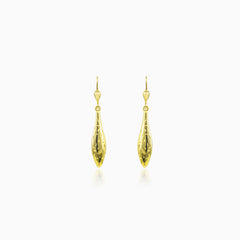 Dangling shiny detailed gold earrings