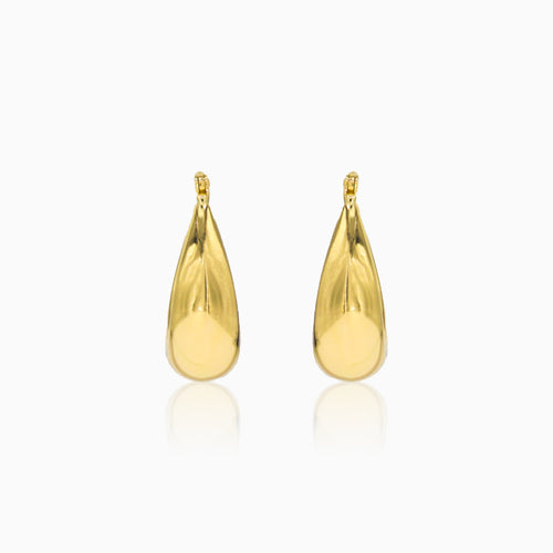 Drop gold hoop earrings