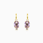 Ovale Briolette-Amethyst-Goldohrstecker