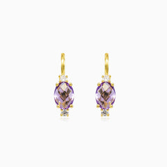 Ovale Briolette-Amethyst-Goldohrstecker