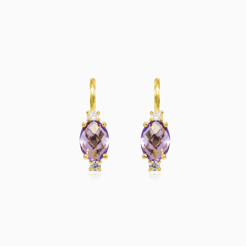 Ovale Briolette-Amethyst-Goldohrstecker