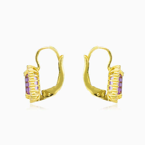 Halo-Ohrringe mit Smaragd und Amethyst