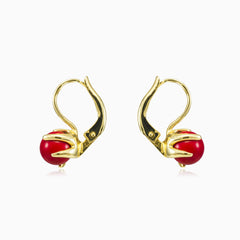Unique red coral earrings