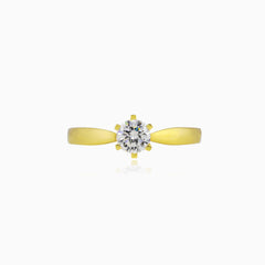 Bague solitaire fine en or avec six griffes