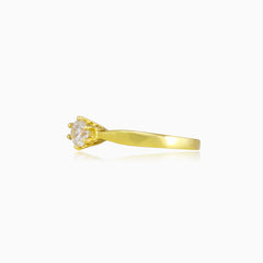 Bague solitaire fine en or avec six griffes