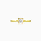 Bague solitaire en or avec zirconium Princess