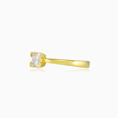 Bague solitaire en or avec zirconium Princess
