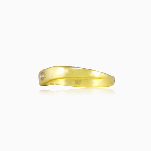 Twisted one cubic zirconia gold ring