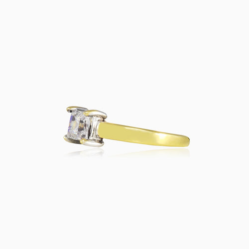 Princess cubic zirconia yellow gold ring