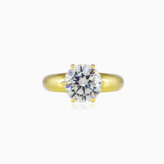 Bague large en or à six griffes