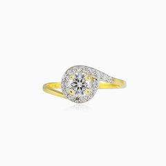 Bague inversée en or avec zirconium cubique