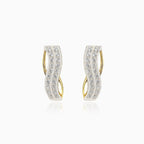 Curved lines cubic zirconia gold earrings