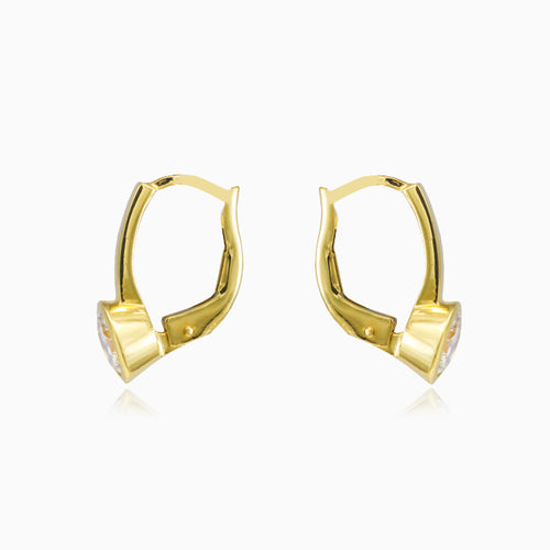 Bezel gold cubic zirconia earrings