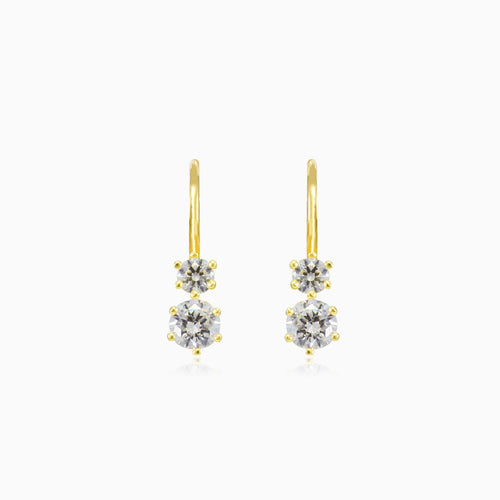 Sechs-Krappen-Zirkonia-Gold-Ohrringe