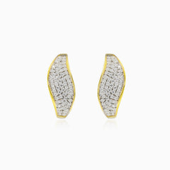 Wave gold cubic zirconia earrings