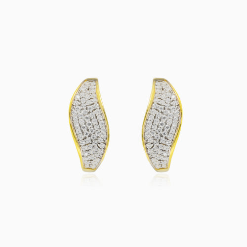 Wave gold cubic zirconia earrings
