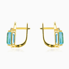 Náušnice modrý topaz emerald brus