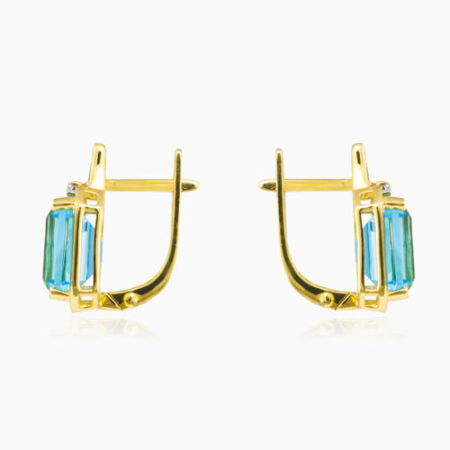 Náušnice modrý topaz emerald brus