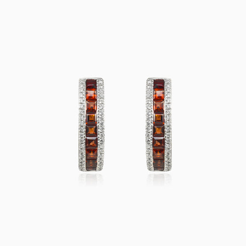 Garnet and diamond earrings