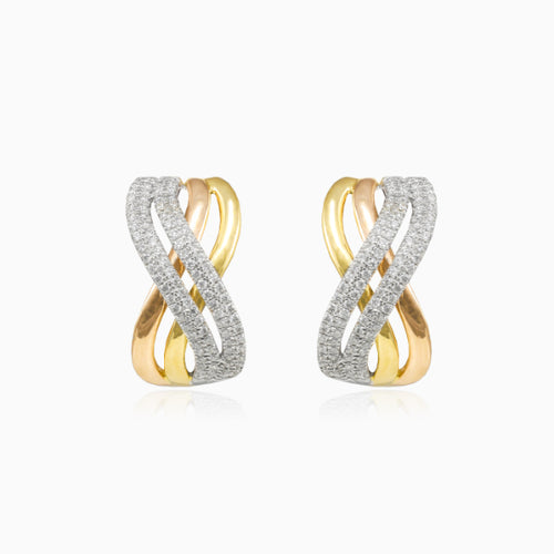 Tri-color diamond earrings