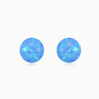Blue opal ball gold studs