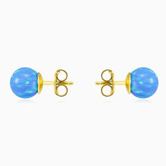 Blue opal ball gold studs