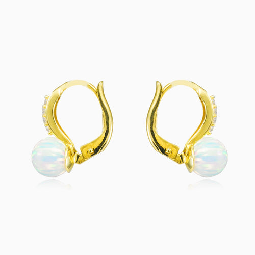 Akzent-Ohrringe aus Gold mit weißem Opal