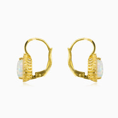 Birnenförmige weiße Opal-Gold-Ohrringe