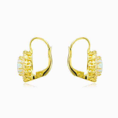 Ovale Halo-Ohrringe mit weißem Opal