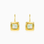 Square white opal gold earrings