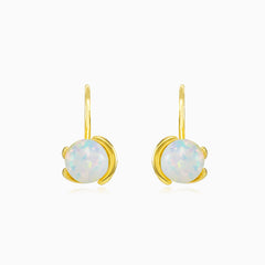 Unique white opal earrings